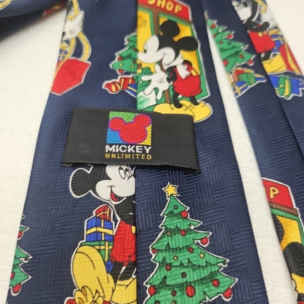 Disney Mickey Unlimited Navy Blue Christmas Mickey Mouse Neck Tie - Picture 6 of 12